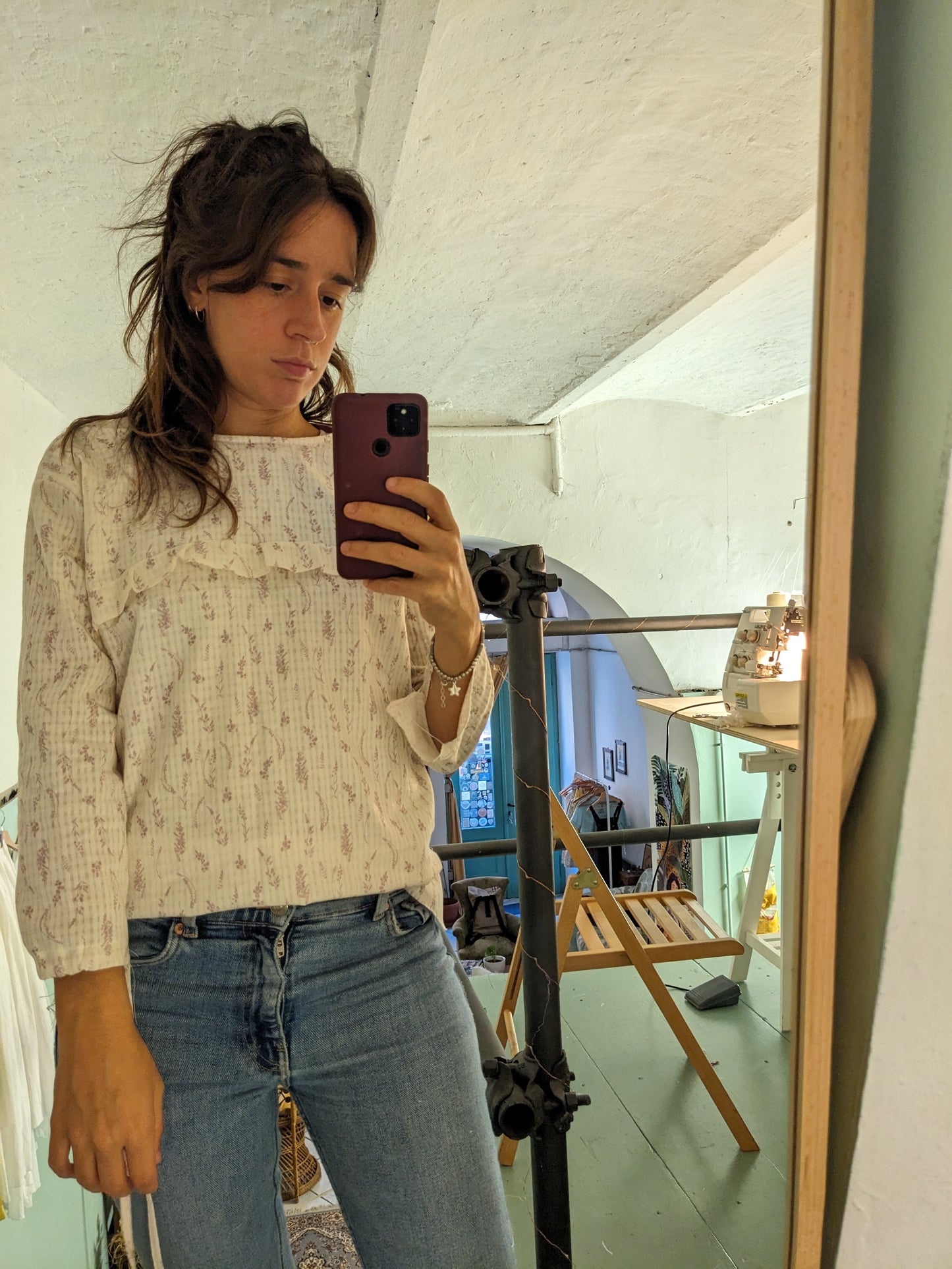 Camicia con volant di cotone BIO