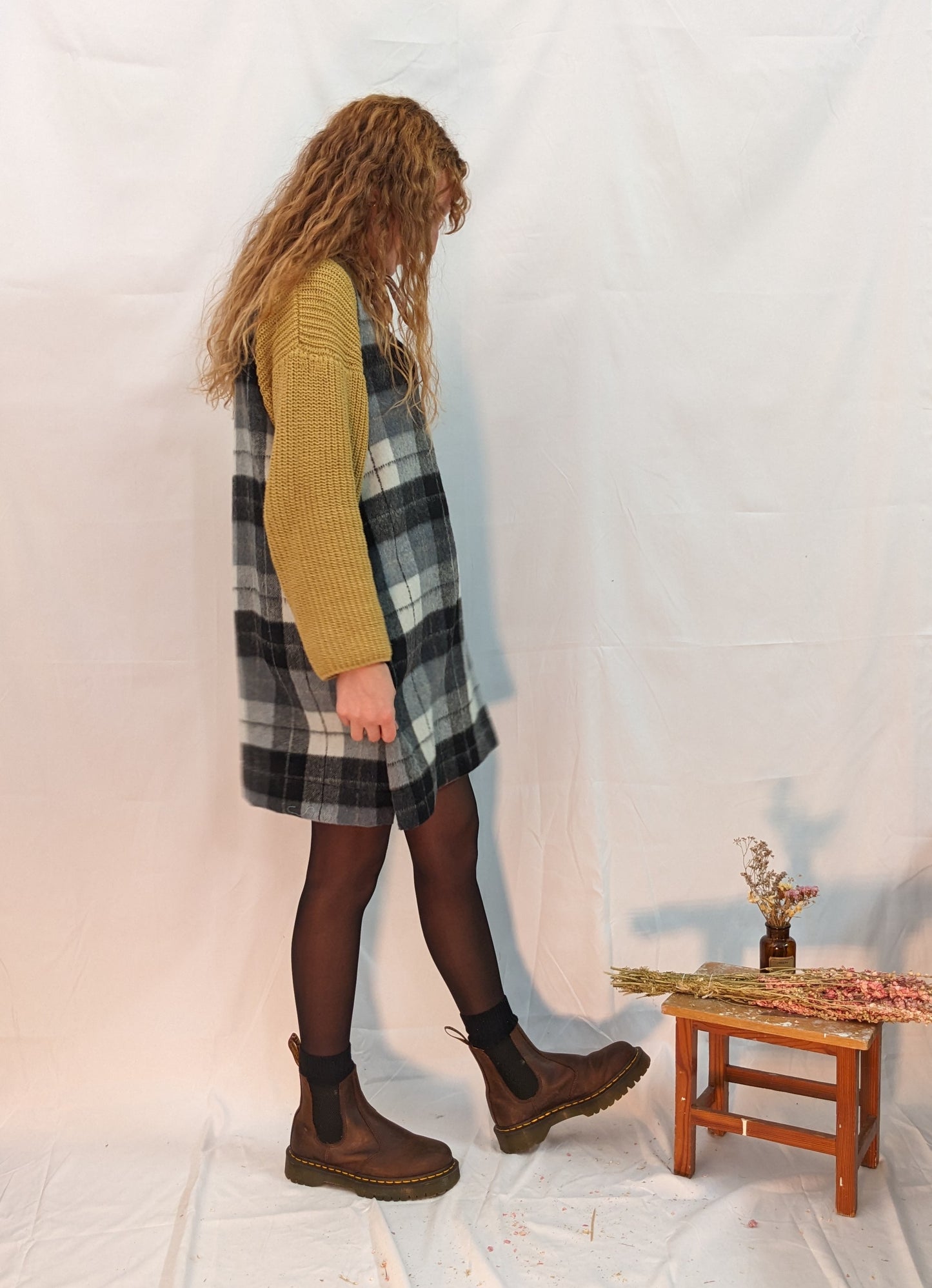 vestito in lana - nero / grigio